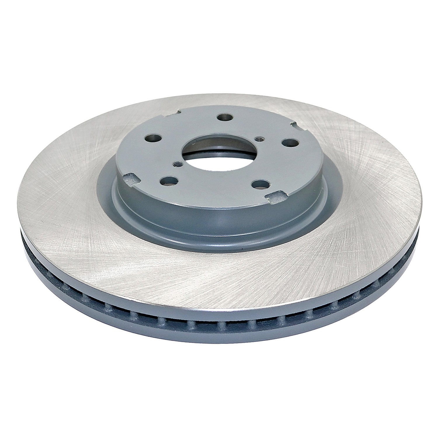 Coated on hat and edge; non-directional swirl finish
