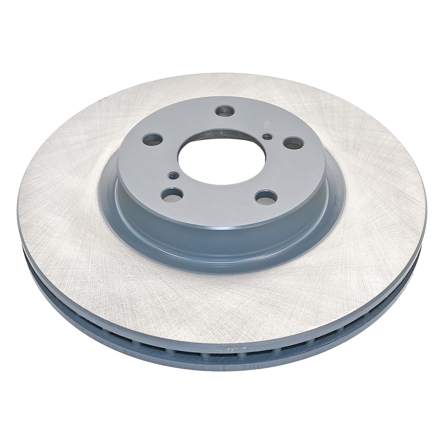 Coated on hat and edge; non-directional swirl finish