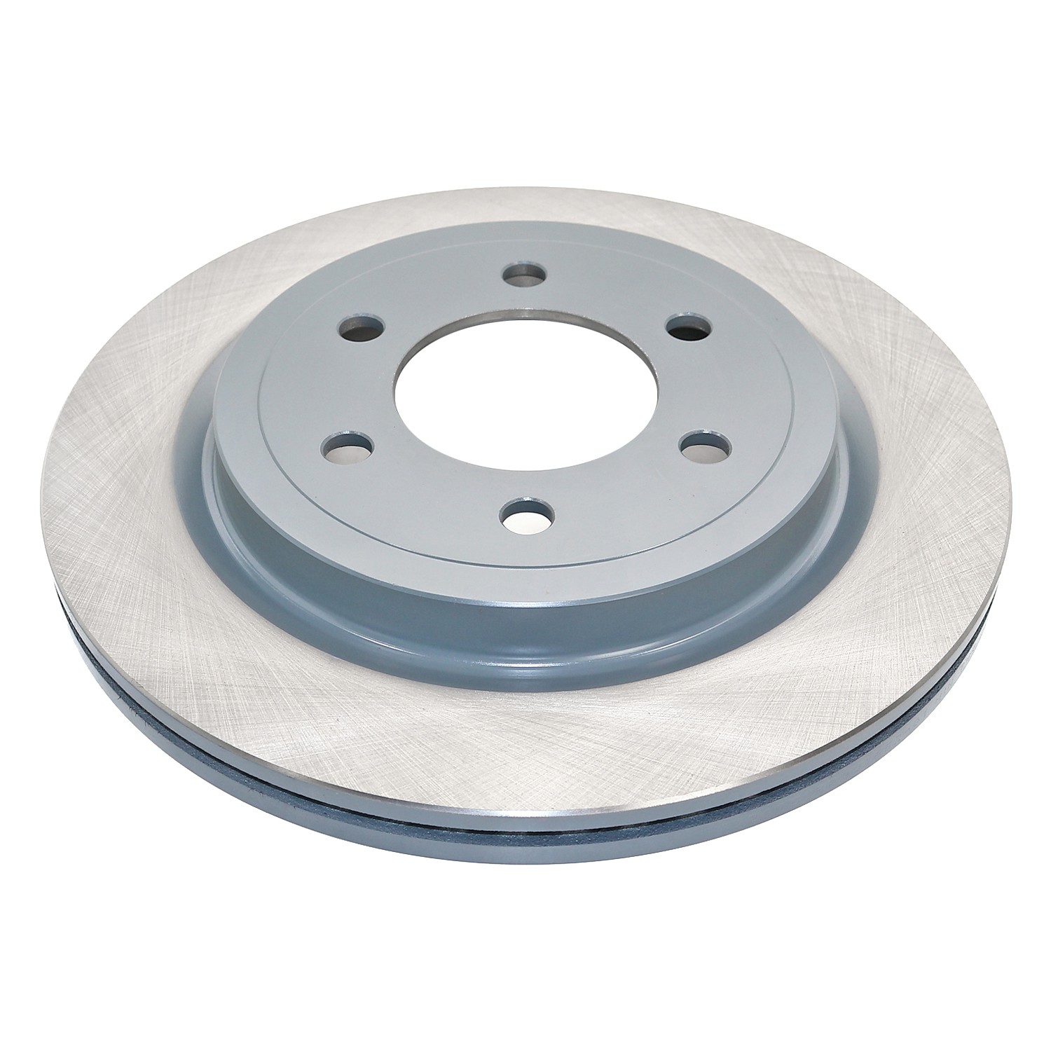 Coated on hat and edge; non-directional swirl finish