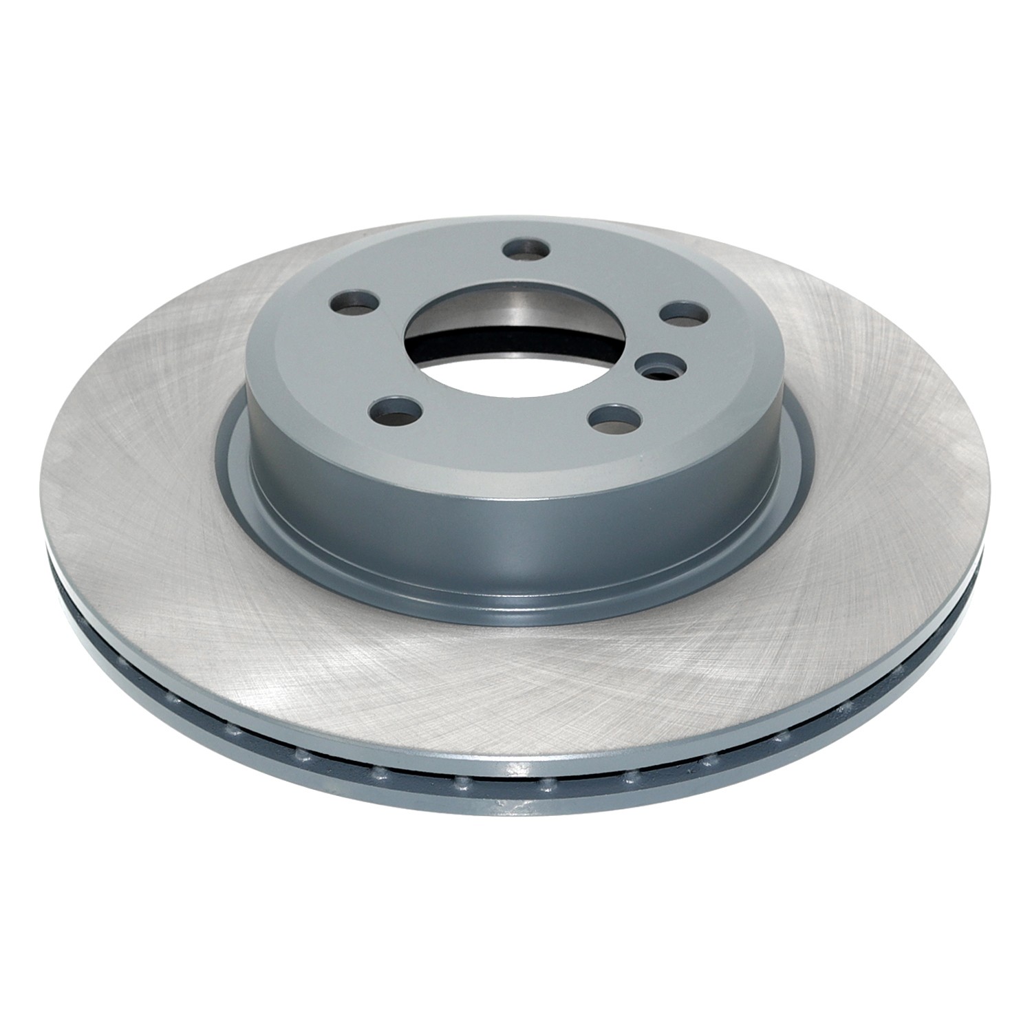 Coated on hat and edge; non-directional swirl finish