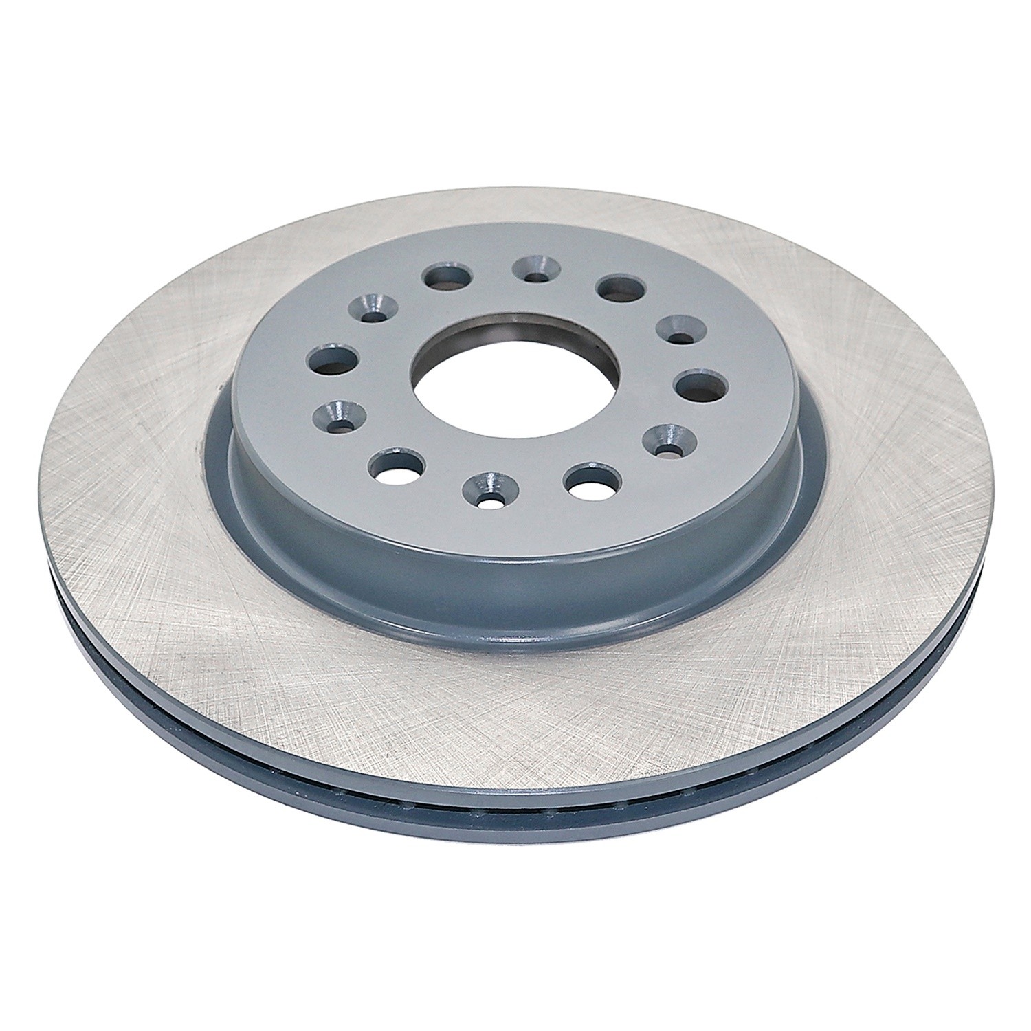 Coated on hat and edge; non-directional swirl finish