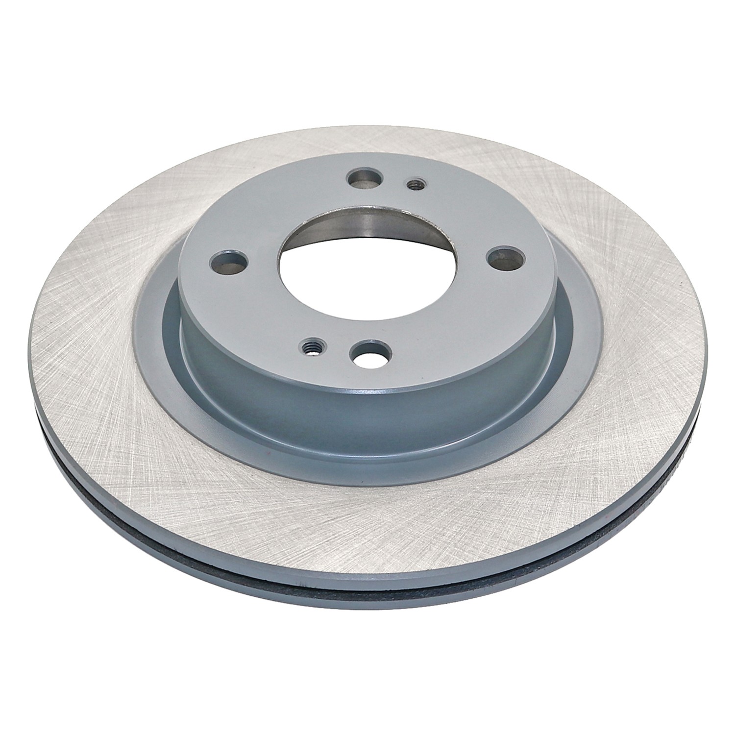 Coated on hat and edge; non-directional swirl finish