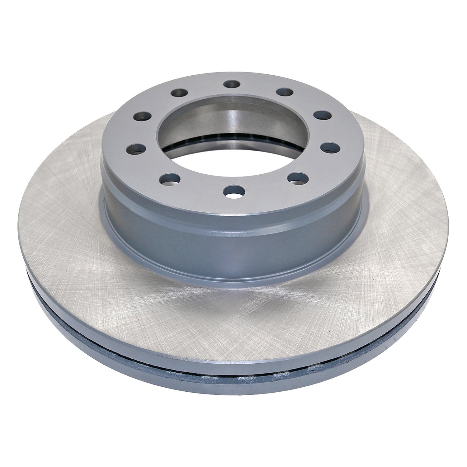 Coated on hat and edge; non-directional swirl finish