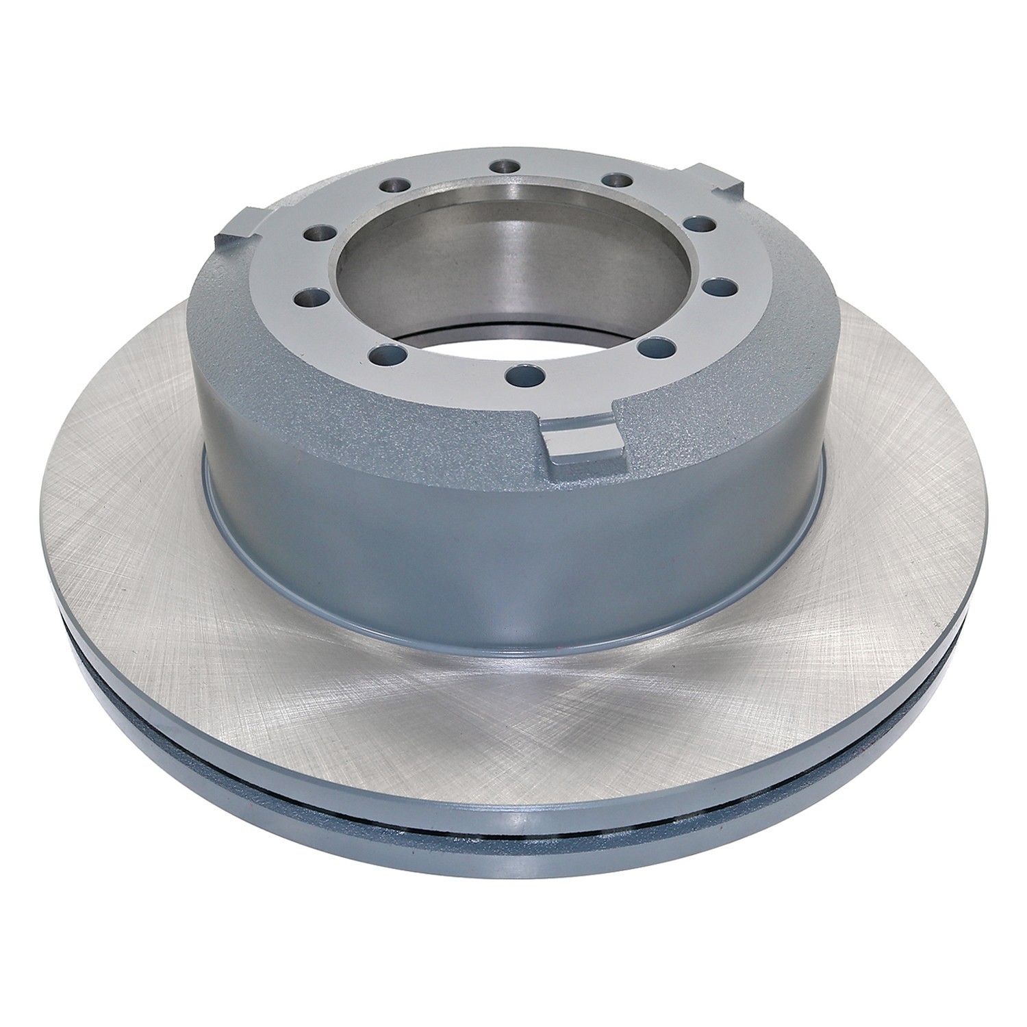 Coated on hat and edge; non-directional swirl finish