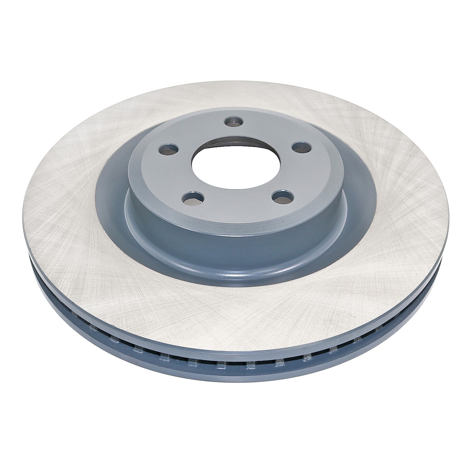 Coated on hat and edge; non-directional swirl finish