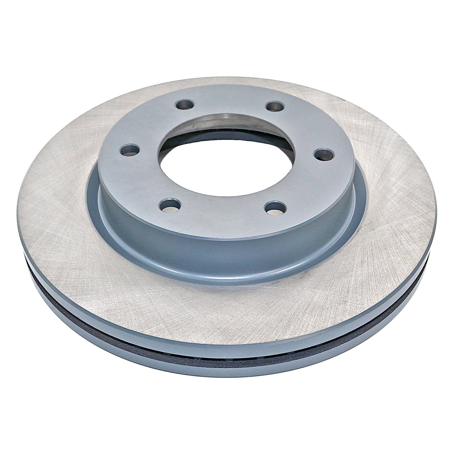 Coated on hat and edge; non-directional swirl finish