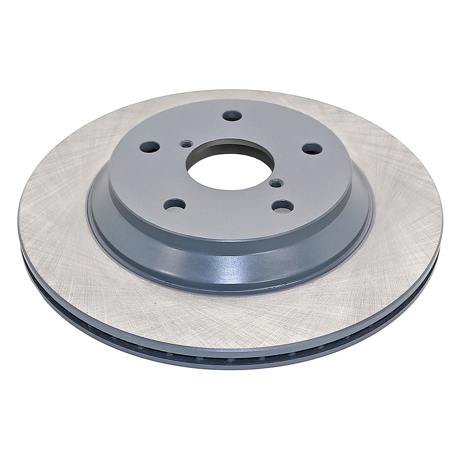 Coated on hat and edge; non-directional swirl finish