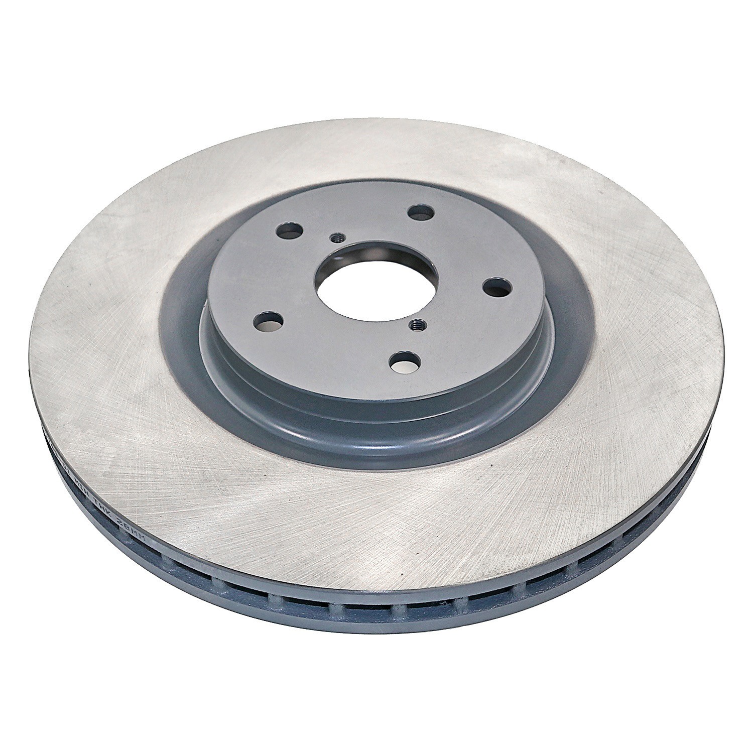 Coated on hat and edge; non-directional swirl finish