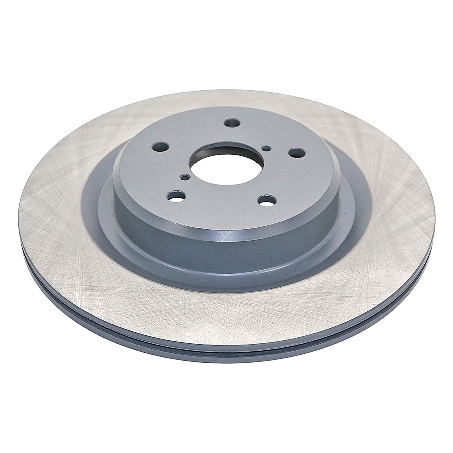 Coated on hat and edge; non-directional swirl finish