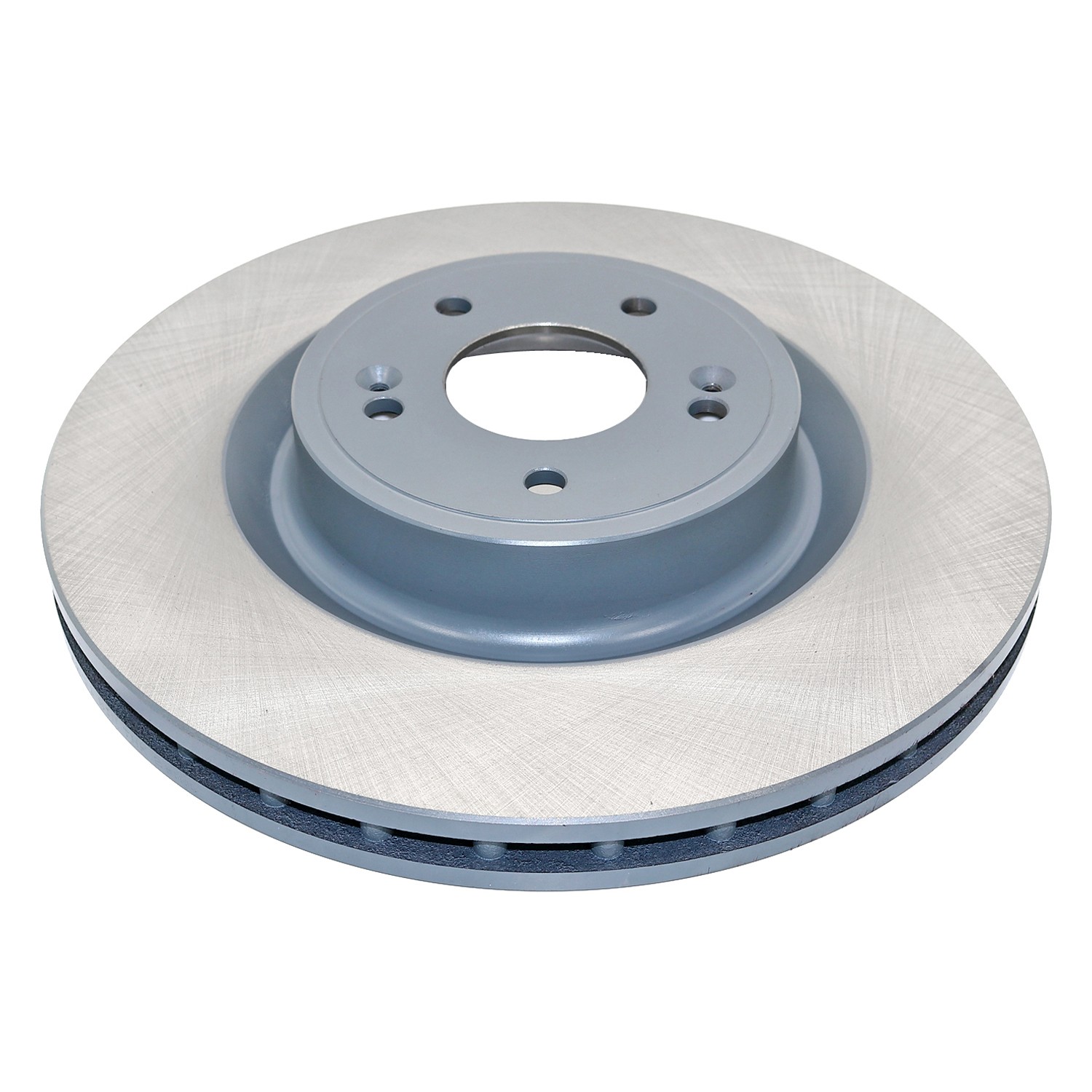 Coated on hat and edge; non-directional swirl finish