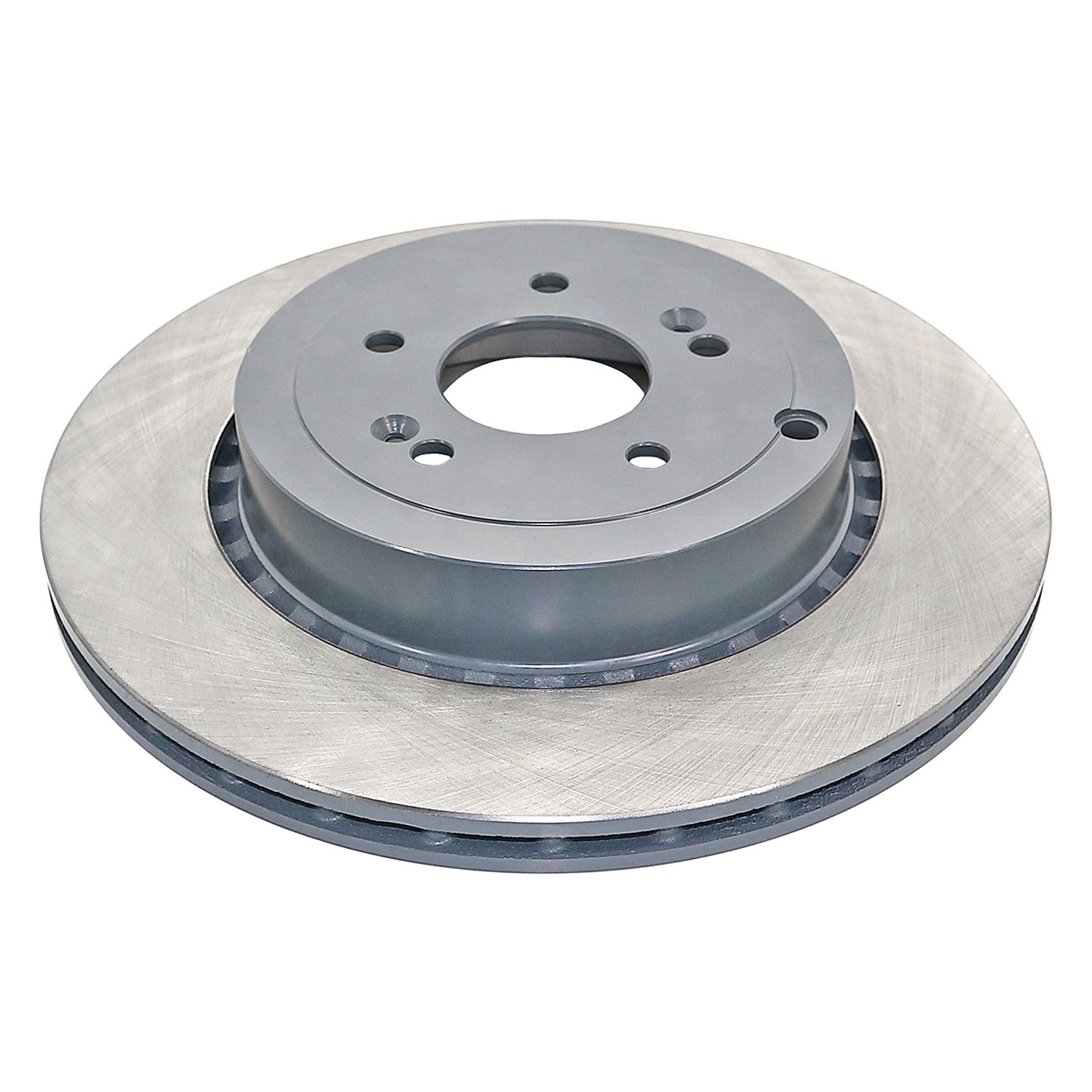 Coated on hat and edge; non-directional swirl finish