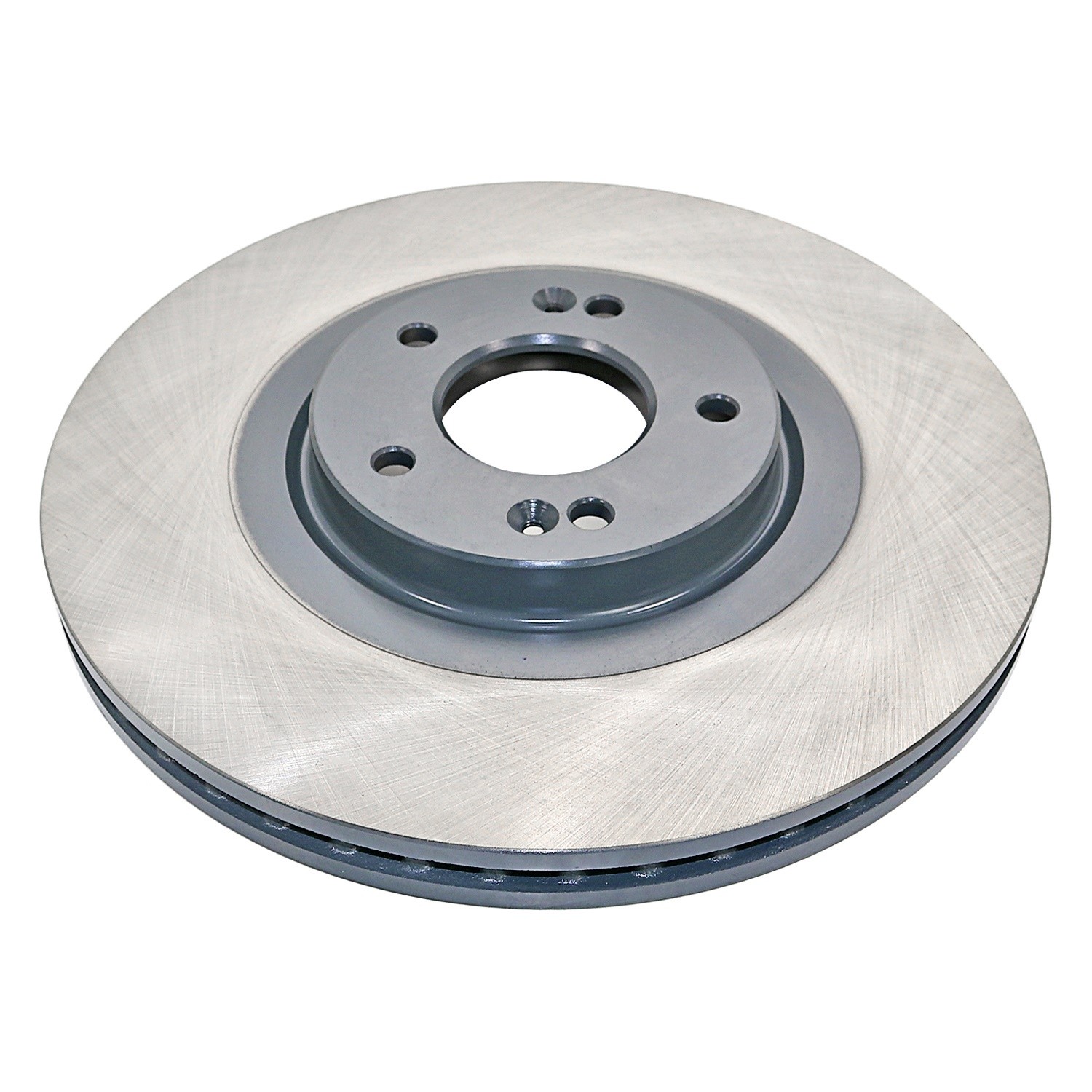 Coated on hat and edge; non-directional swirl finish