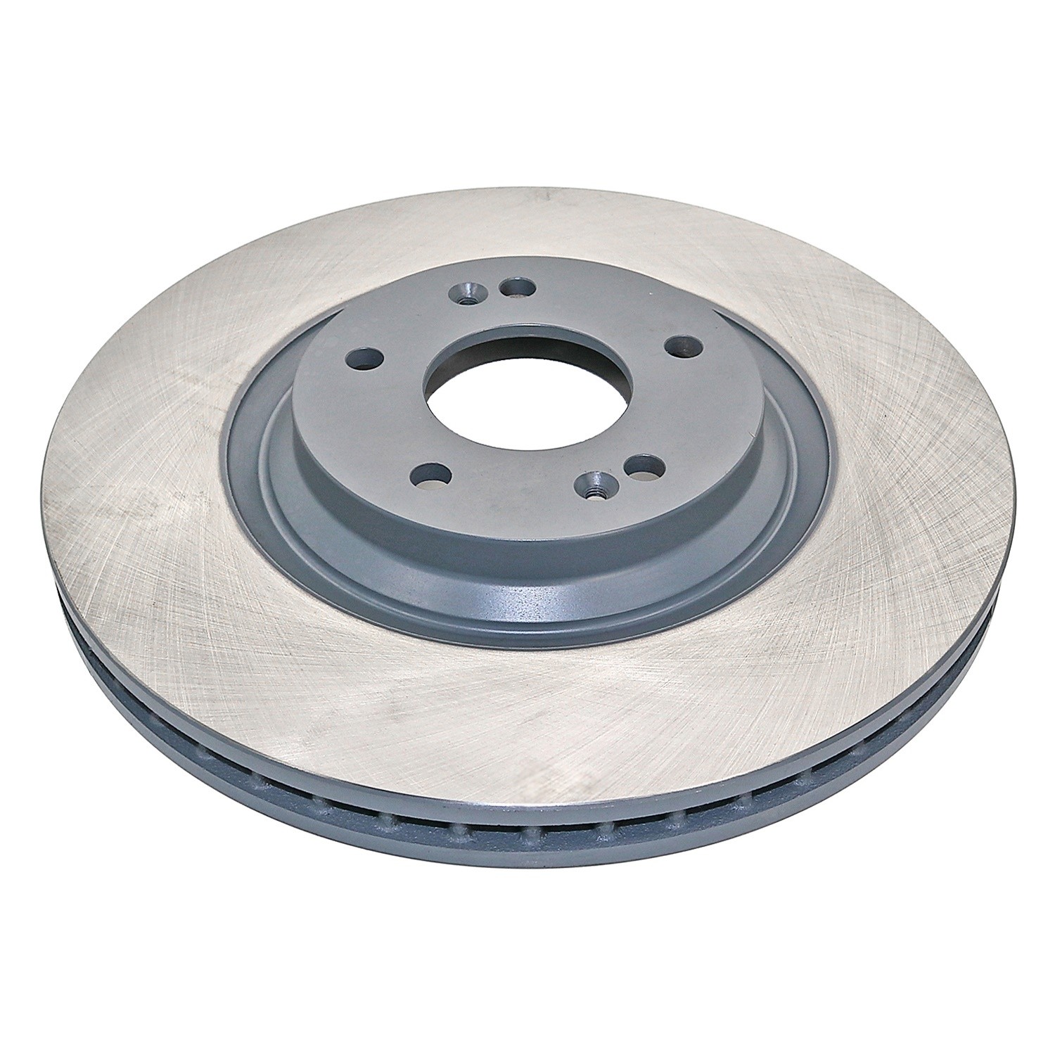 Coated on hat and edge; non-directional swirl finish