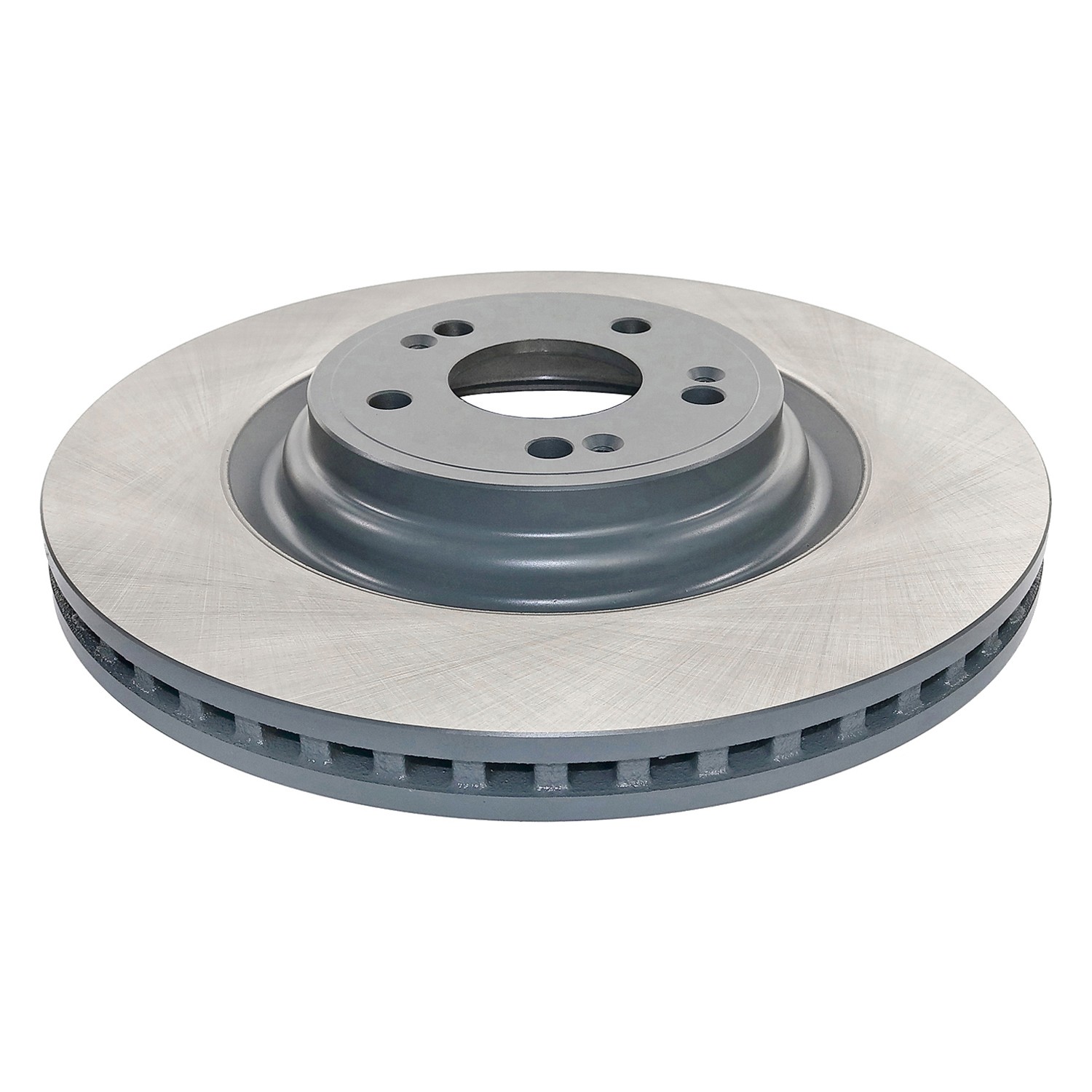 Coated on hat and edge; non-directional swirl finish