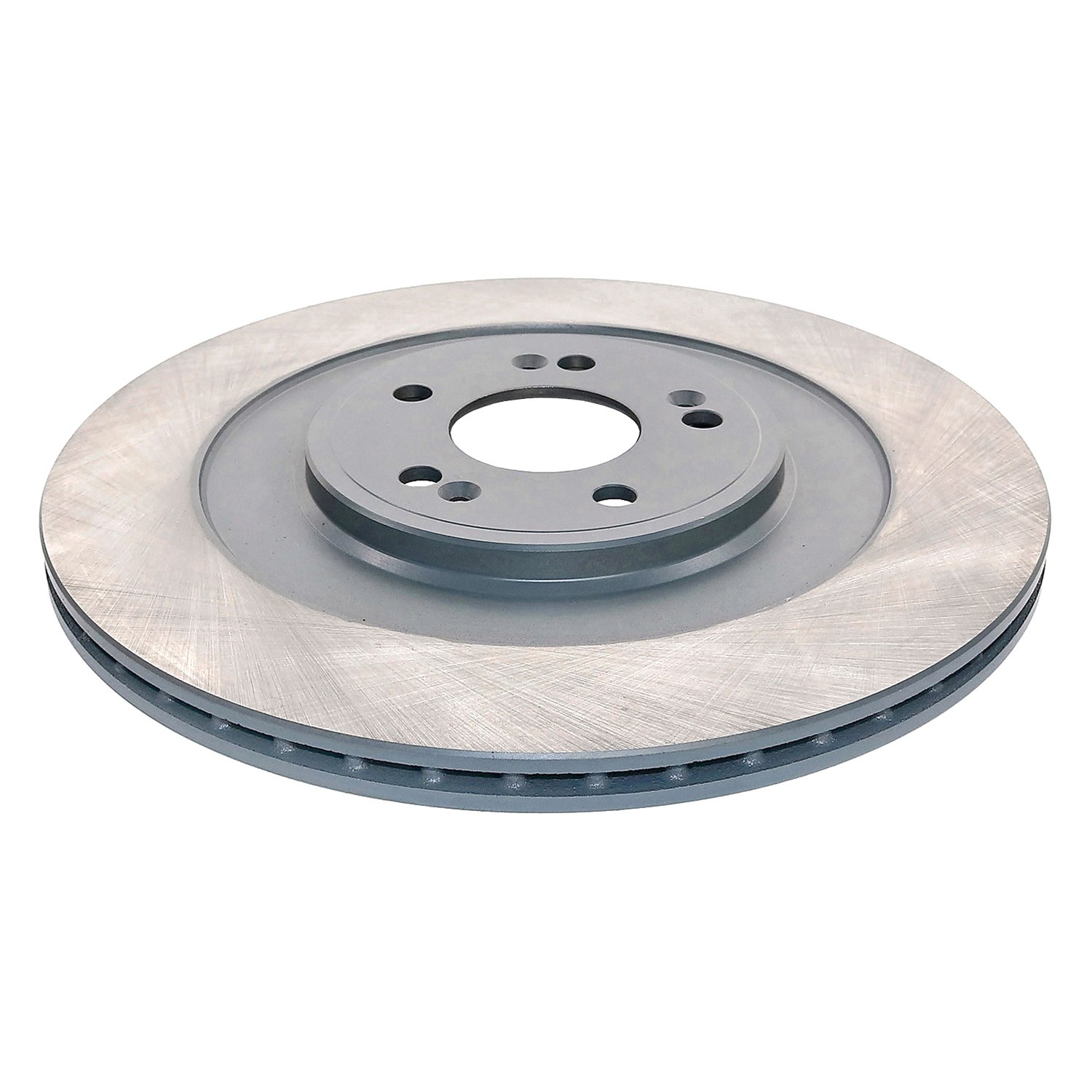 Coated on hat and edge; non-directional swirl finish