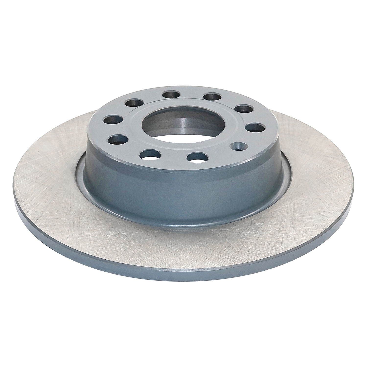 Coated on hat and edge; non-directional swirl finish