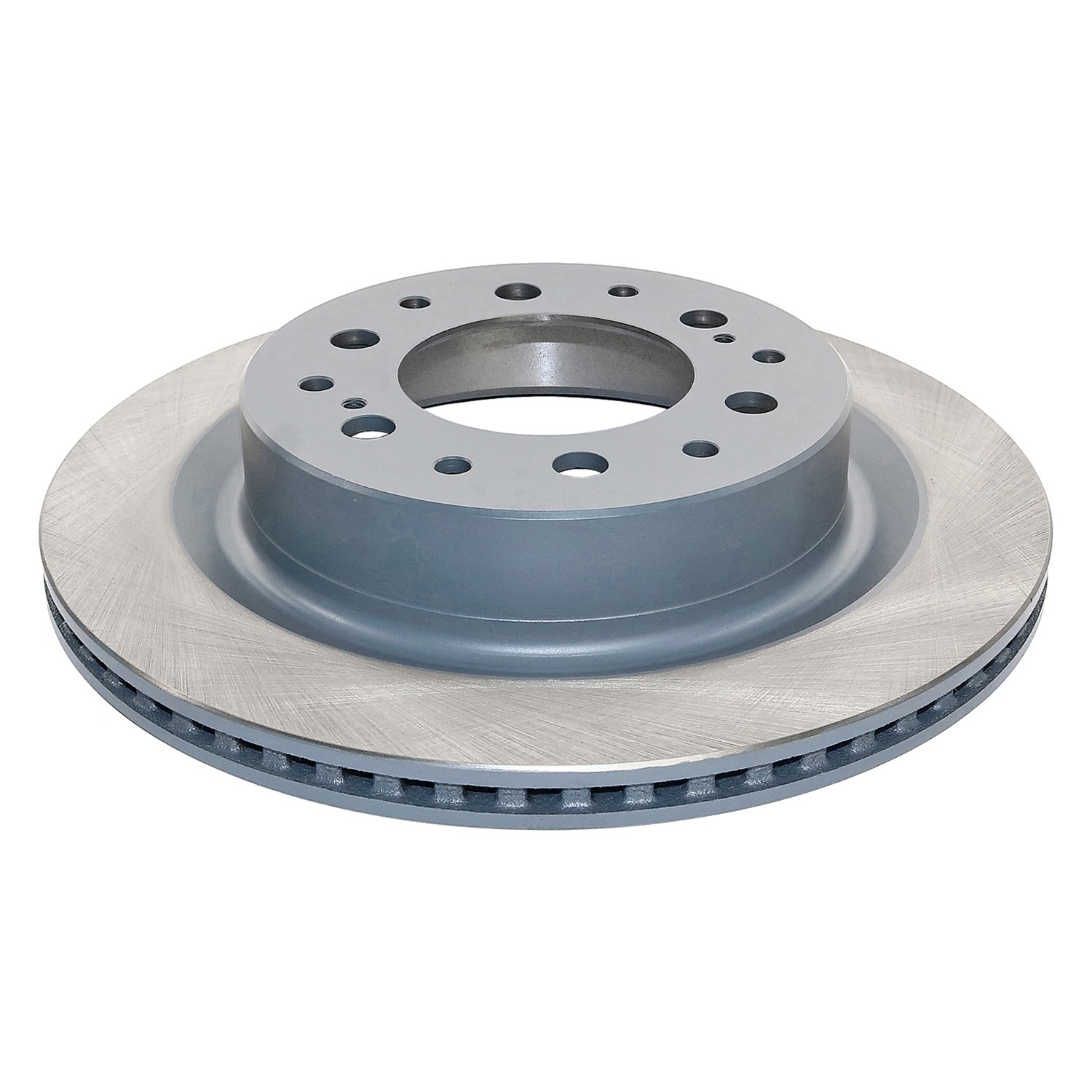 Coated on hat and edge; non-directional swirl finish