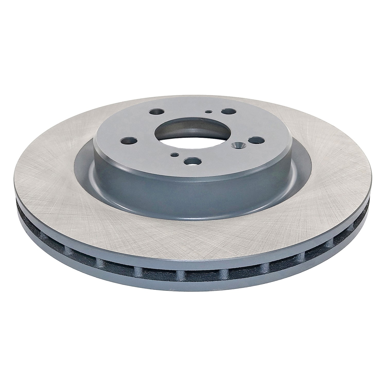 Coated on hat and edge; non-directional swirl finish