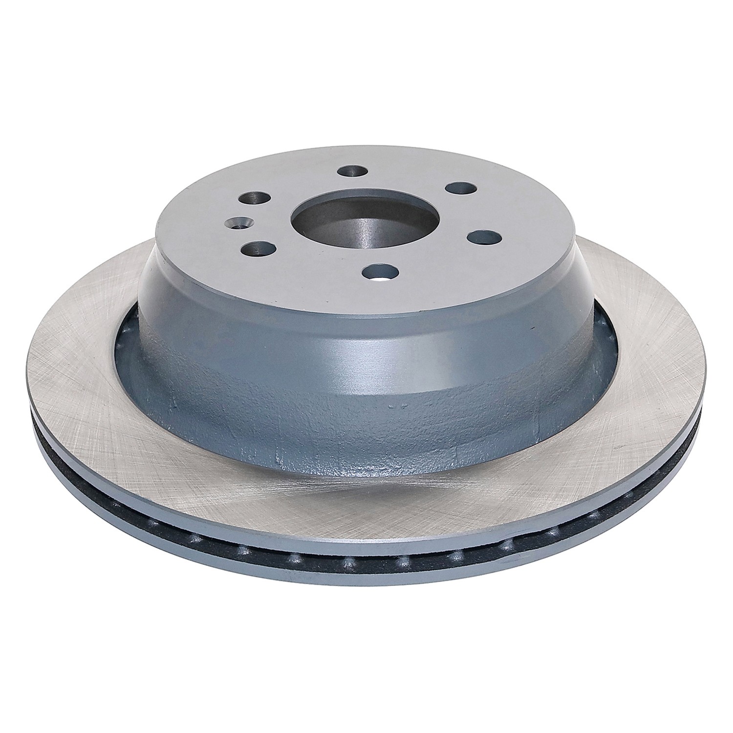 Coated on hat and edge; non-directional swirl finish