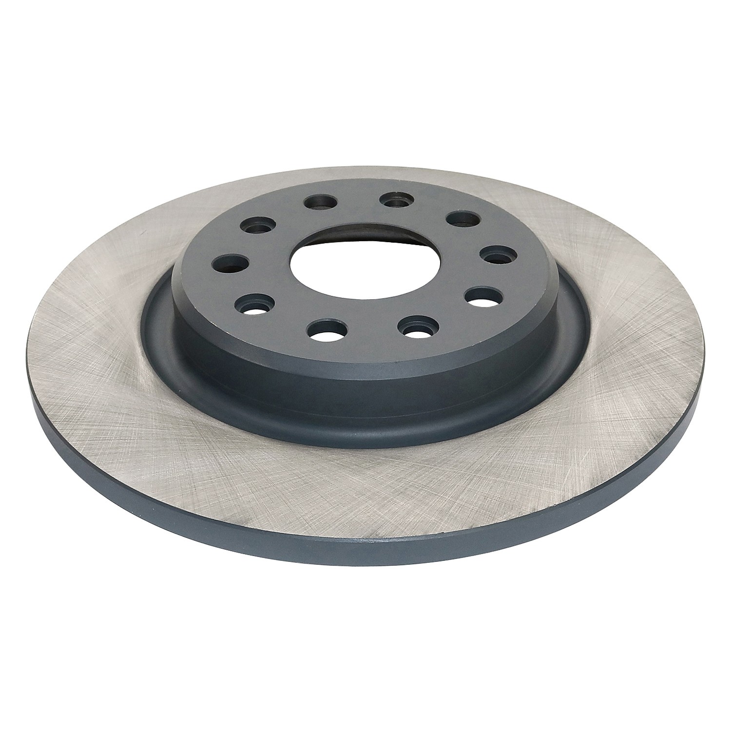 Coated on hat and edge; non-directional swirl finish