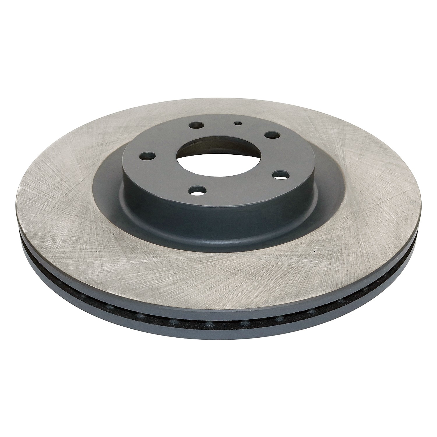 Coated on hat and edge; non-directional swirl finish