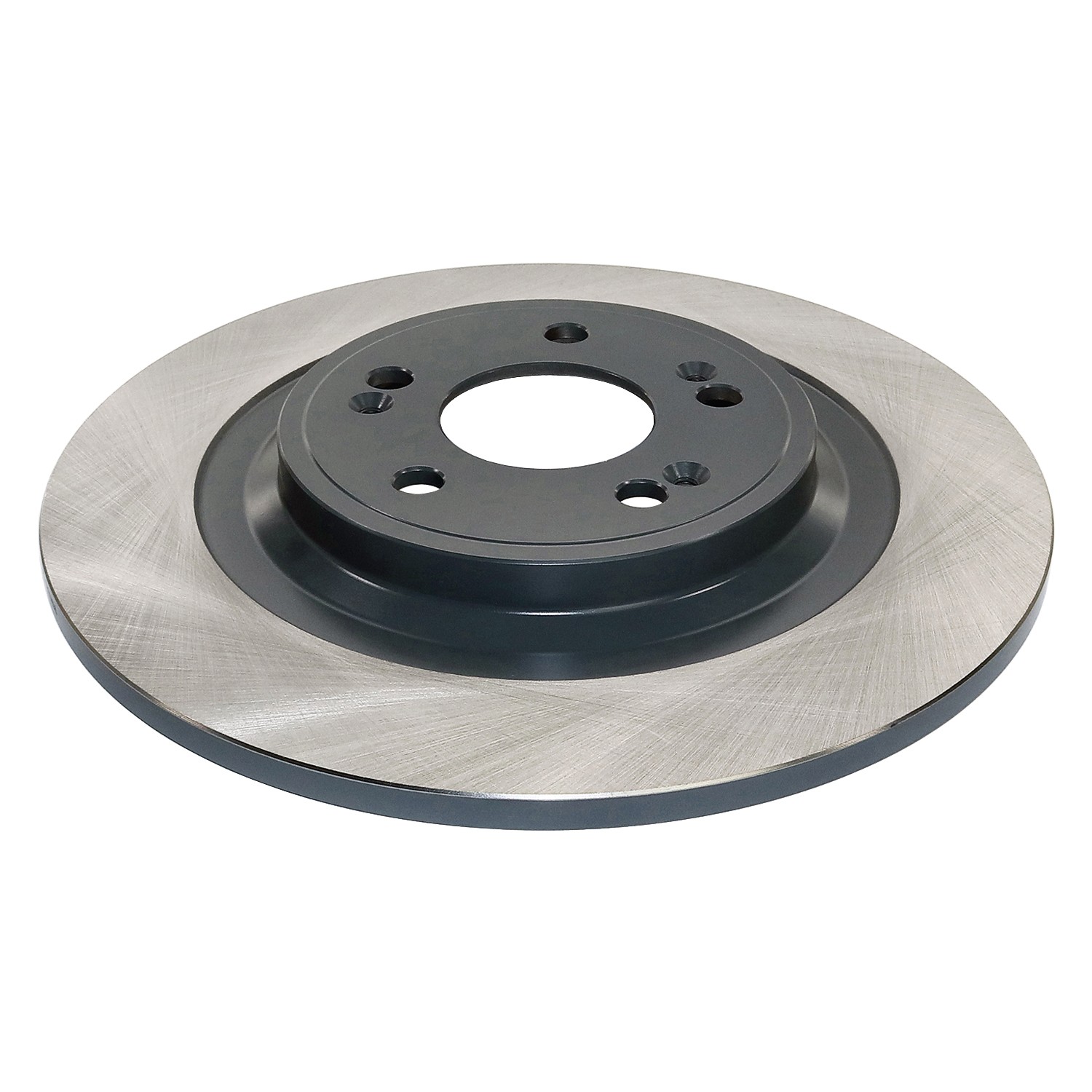 Coated on hat and edge; non-directional swirl finish