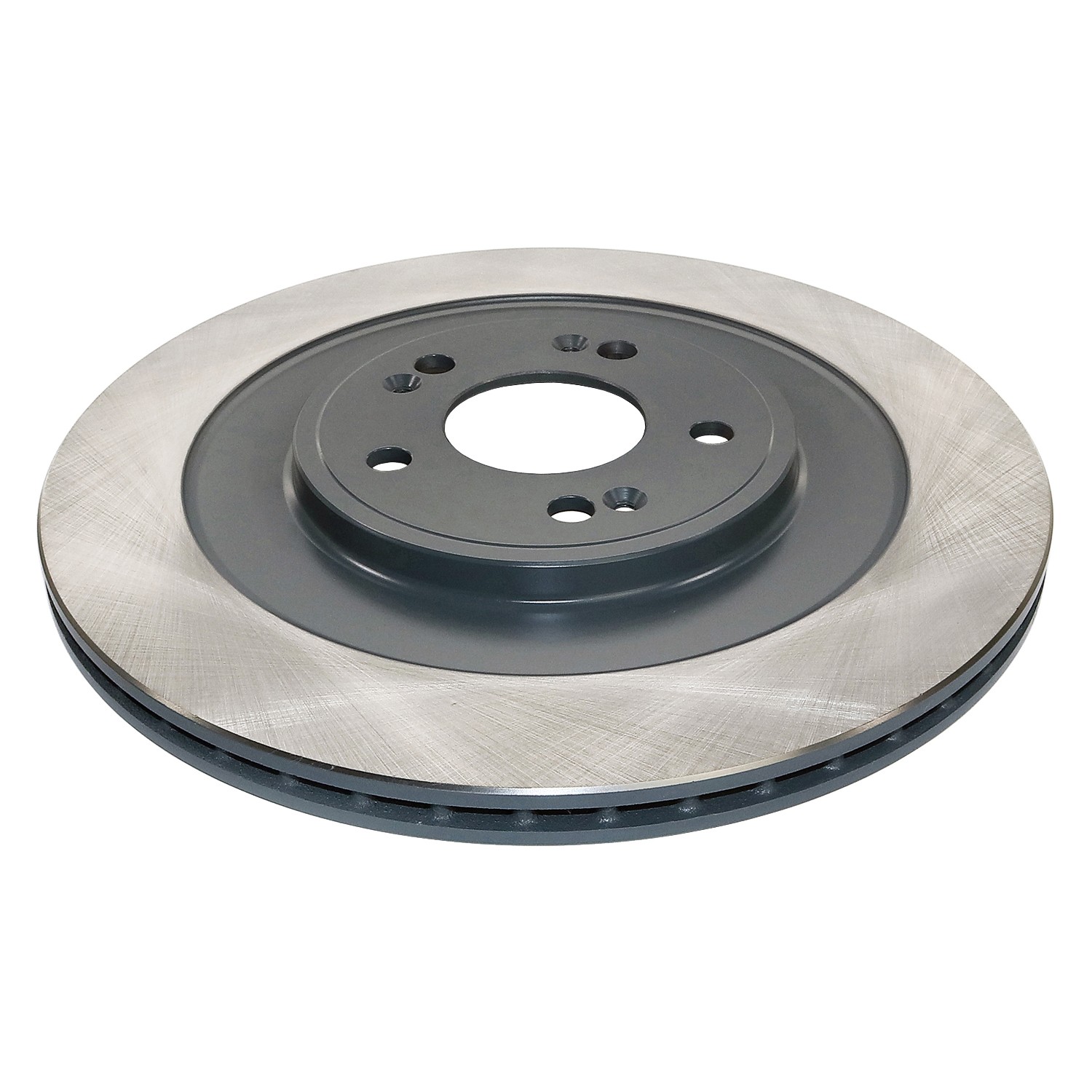 Coated on hat and edge; non-directional swirl finish