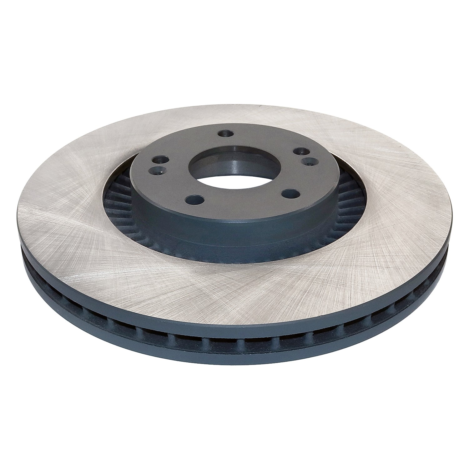 Coated on hat and edge; non-directional swirl finish