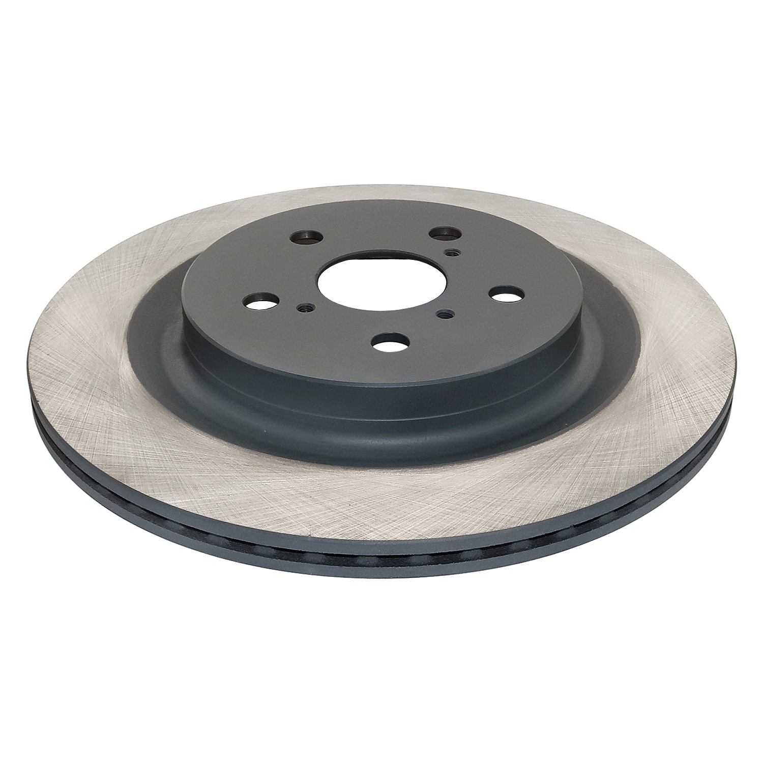 Coated on hat and edge; non-directional swirl finish