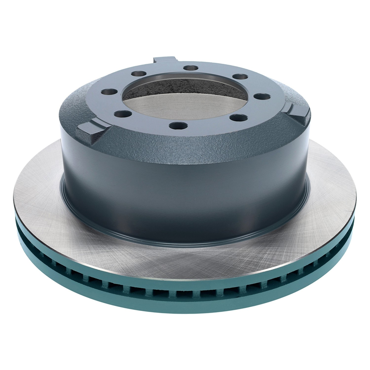 Coated on hat and edge; non-directional swirl finish