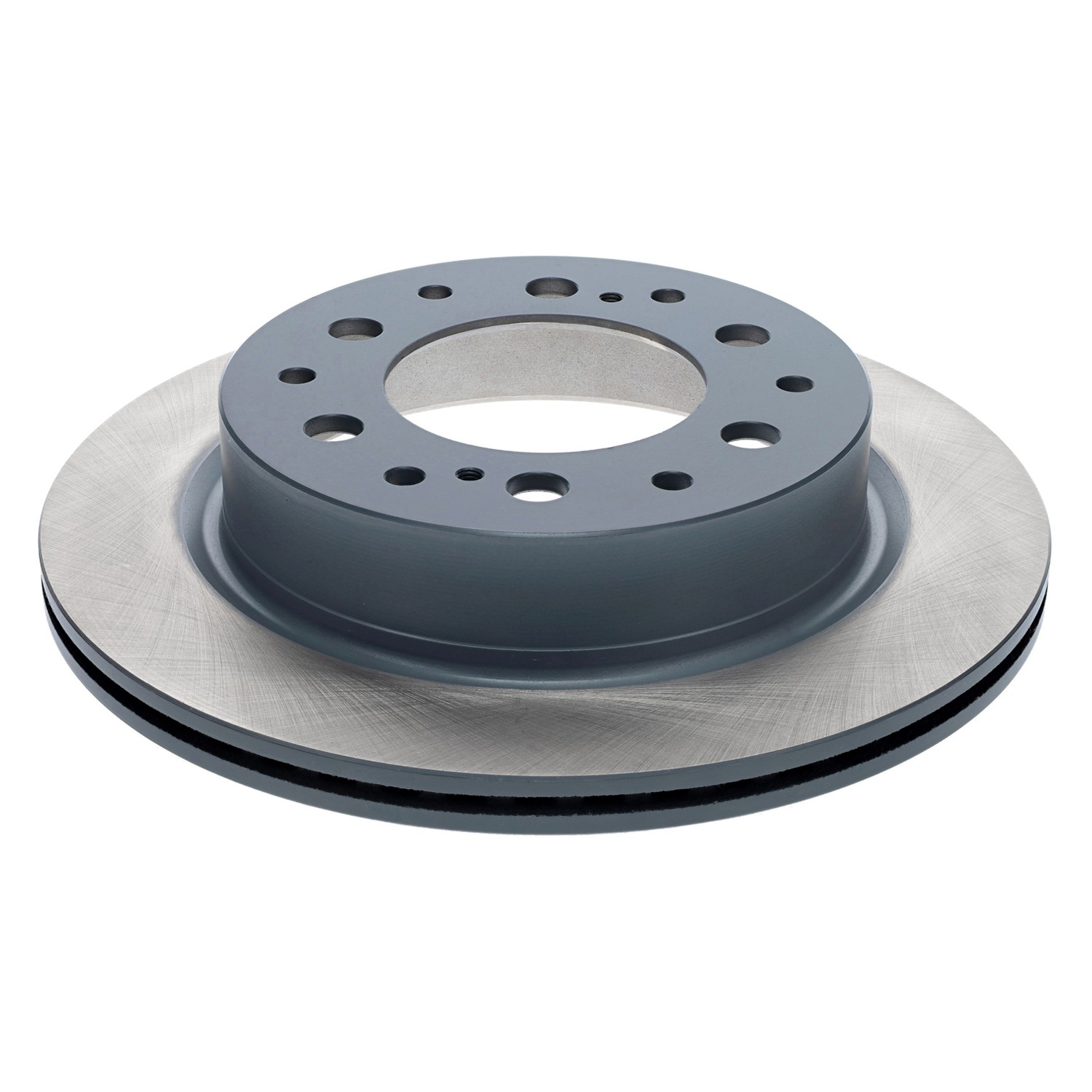 Coated on hat and edge; non-directional swirl finish