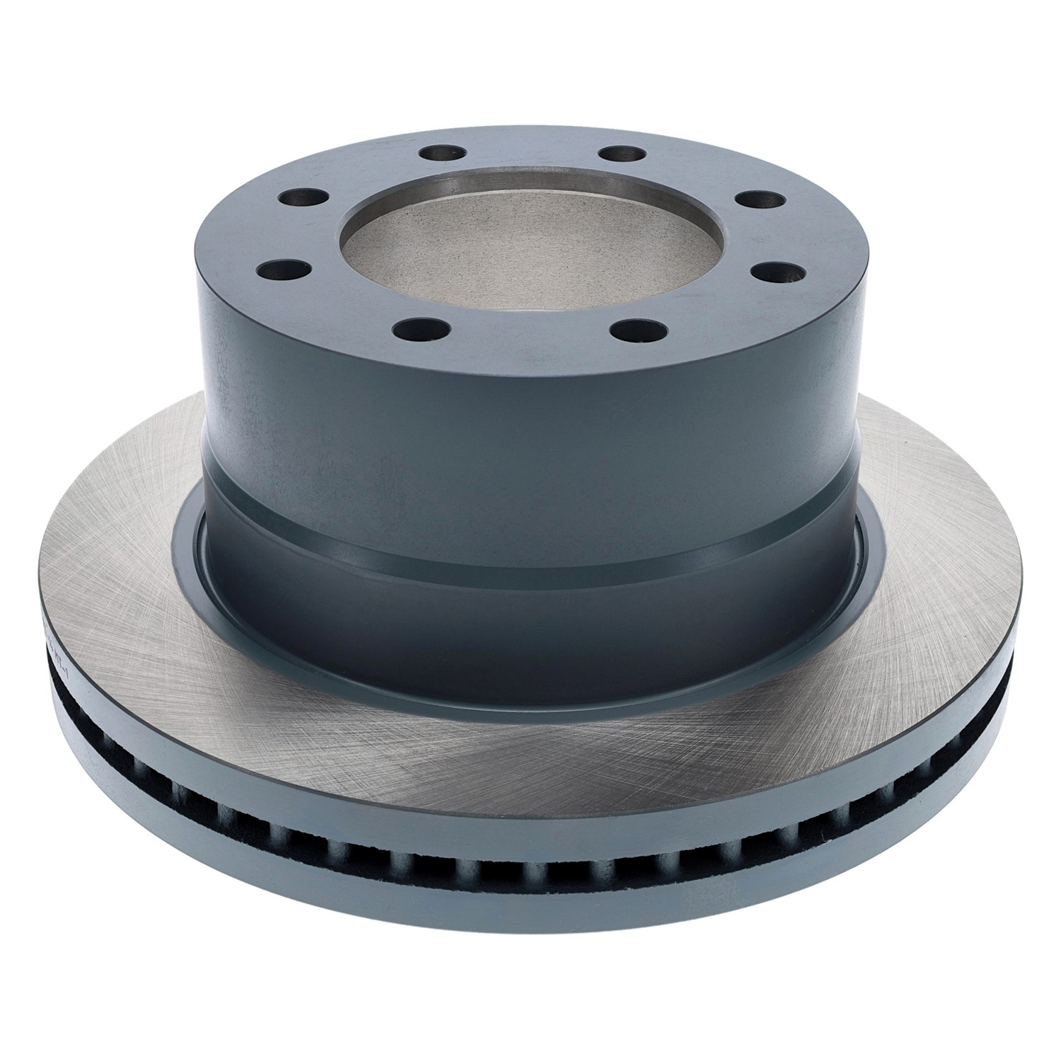 Coated on hat and edge; non-directional swirl finish