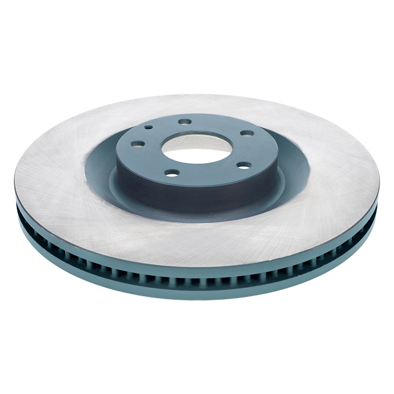 Coated on hat and edge; non-directional swirl finish