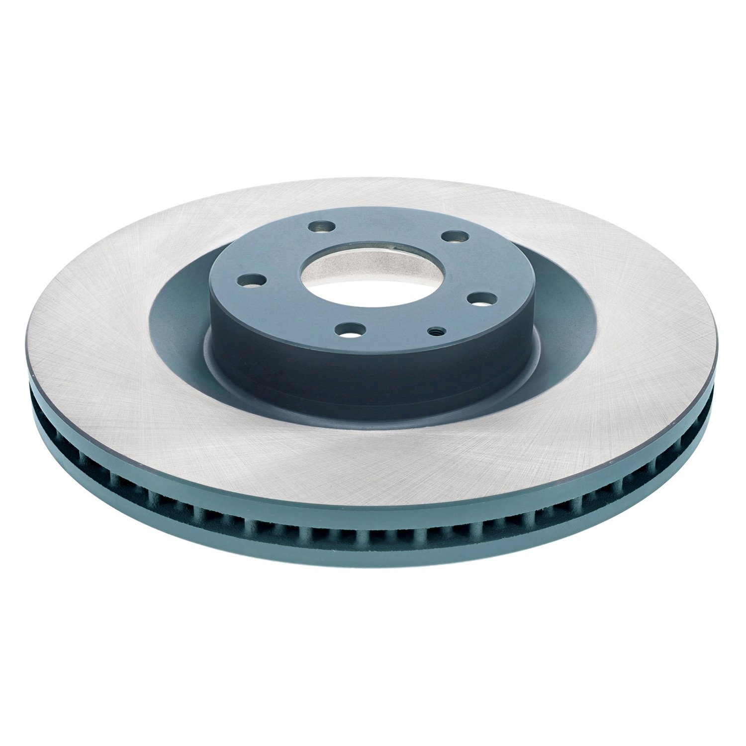 Coated on hat and edge; non-directional swirl finish