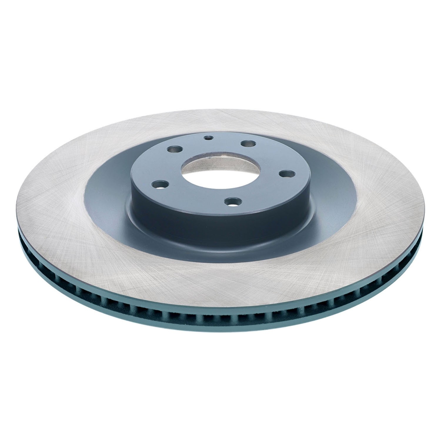 Coated on hat and edge; non-directional swirl finish