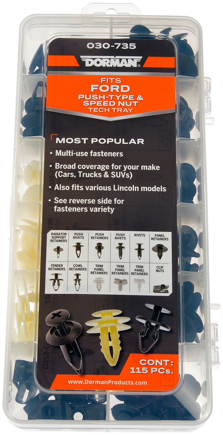Ford Fastener Tech Tray - Push-Type Retainers And Speed Nut