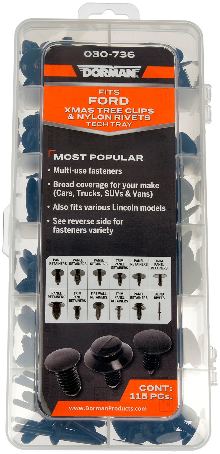 Ford Fastener Tech Tray - Xmas Tree Clips And Nylon Rivets