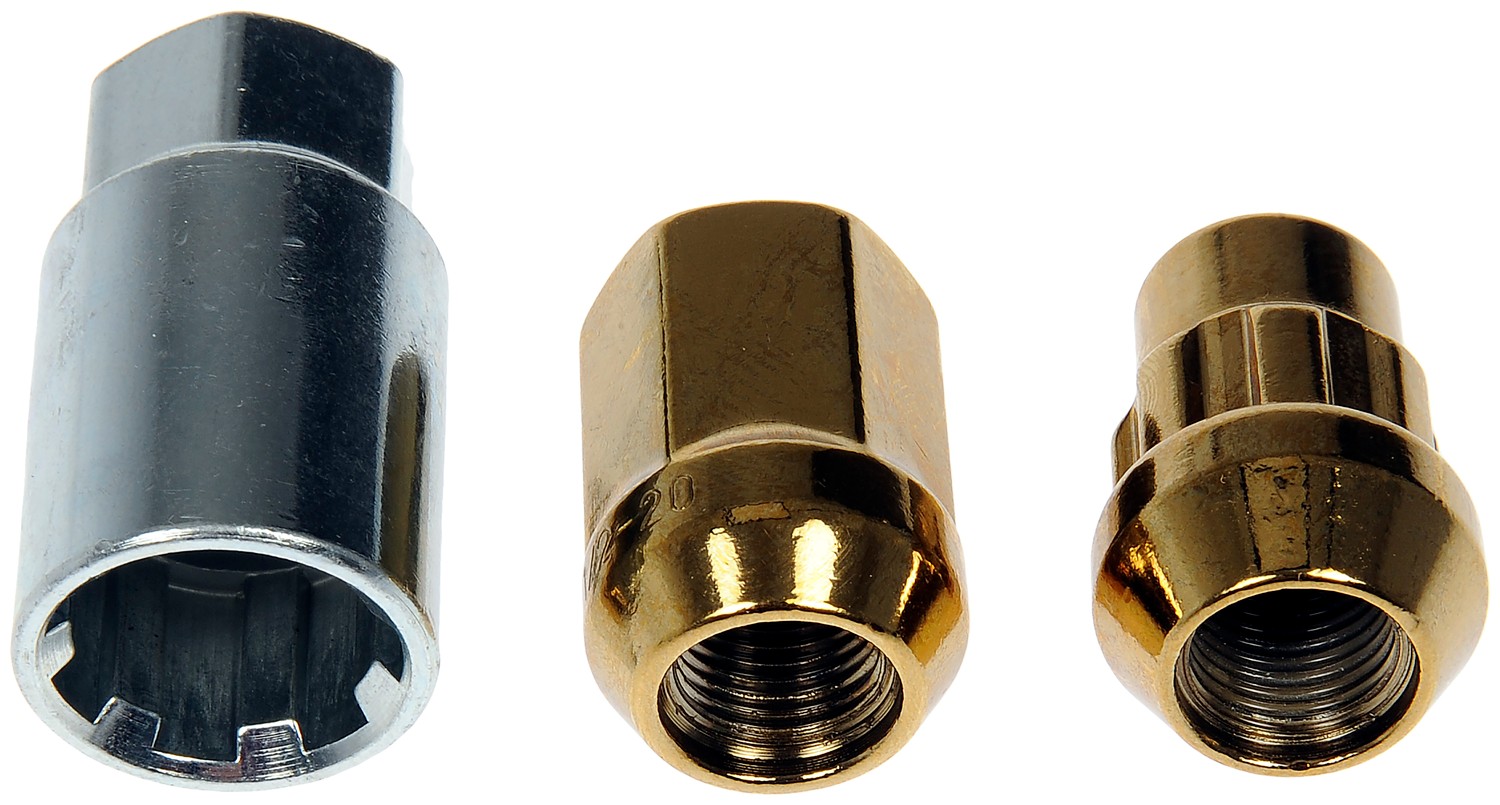 Gold Acorn Wheel Nut Lock Set