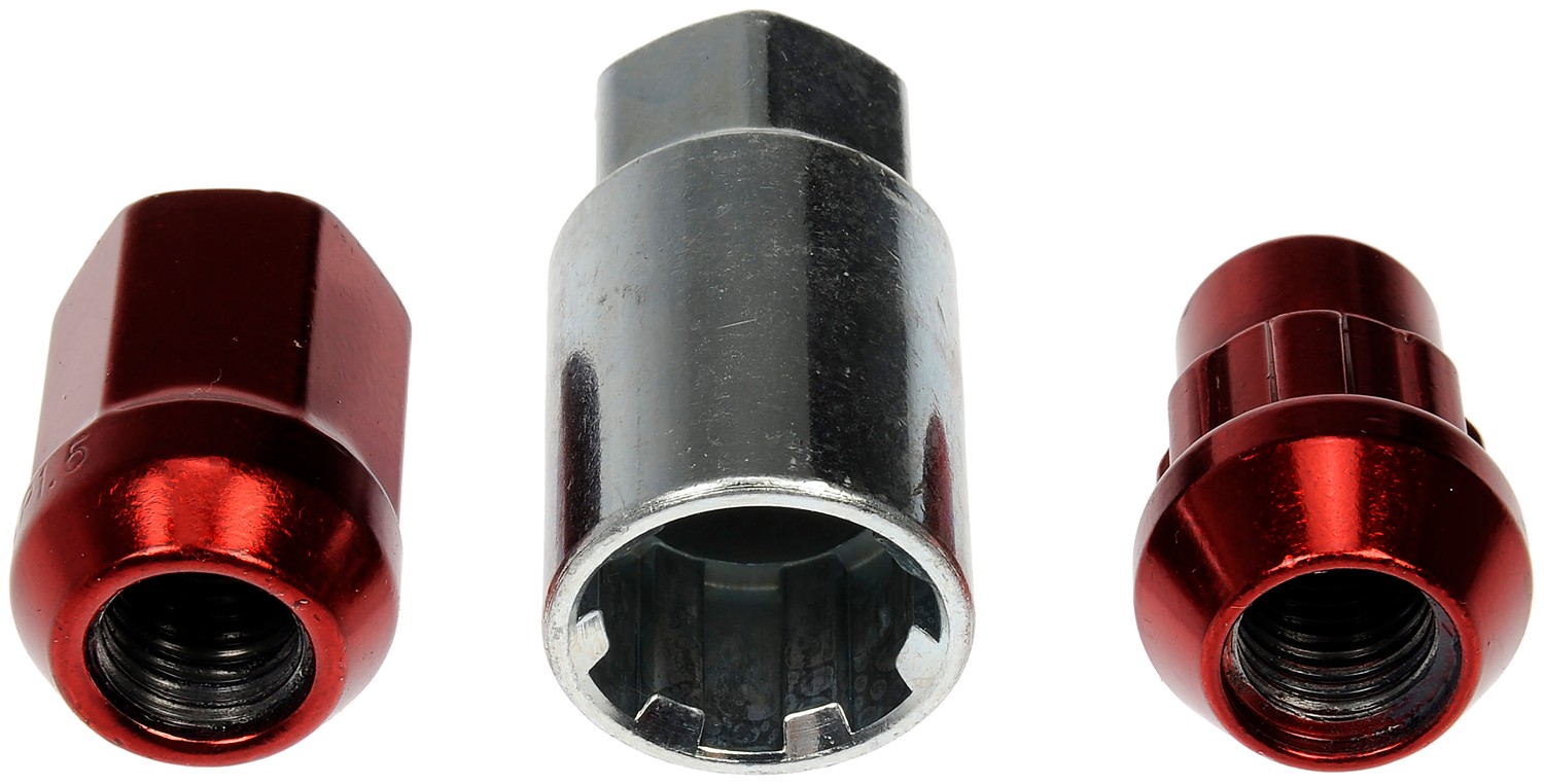 Red Acorn Wheel Nut Lock Set