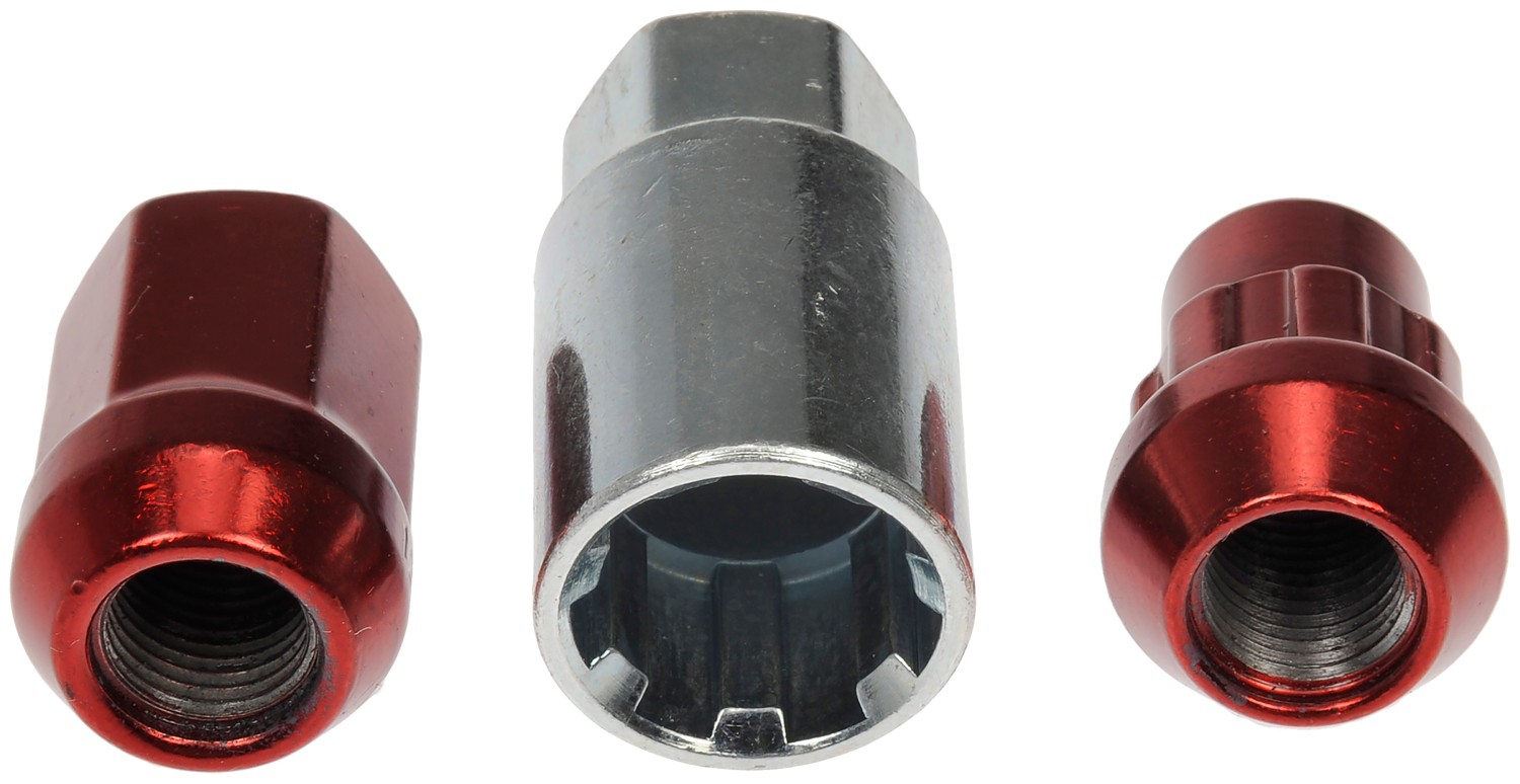 Red Acorn Wheel Nut Lock Set