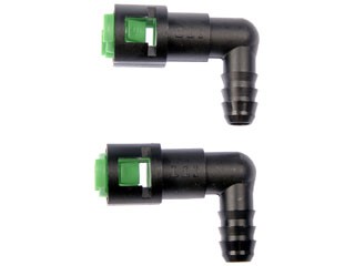 5-Fuel Line Quick Connector 90 Degree Angle 5/16In Steel To 3/8In  Nylon Tubing