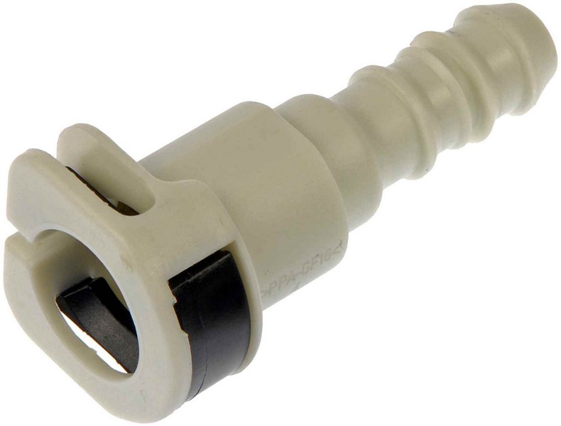 FUEL LINE CONNECTOR. 3/8IN STEEL to 3/8IN NYLON.