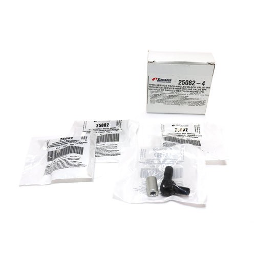 Angled Black Aluminum Valve Assembly for Schrader 90 Degree EZ-sensor - 4 Pk