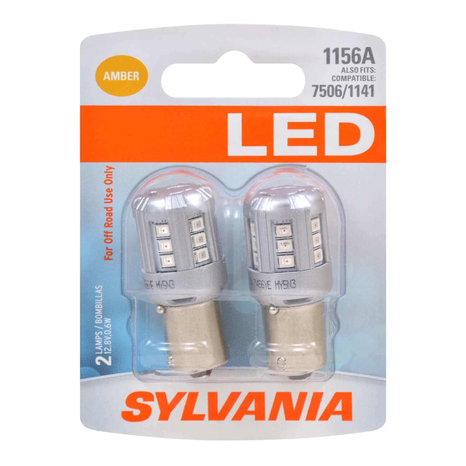 SYLVANIA 1156A AMBER SYL LED Mini Bulb, 2 Pack