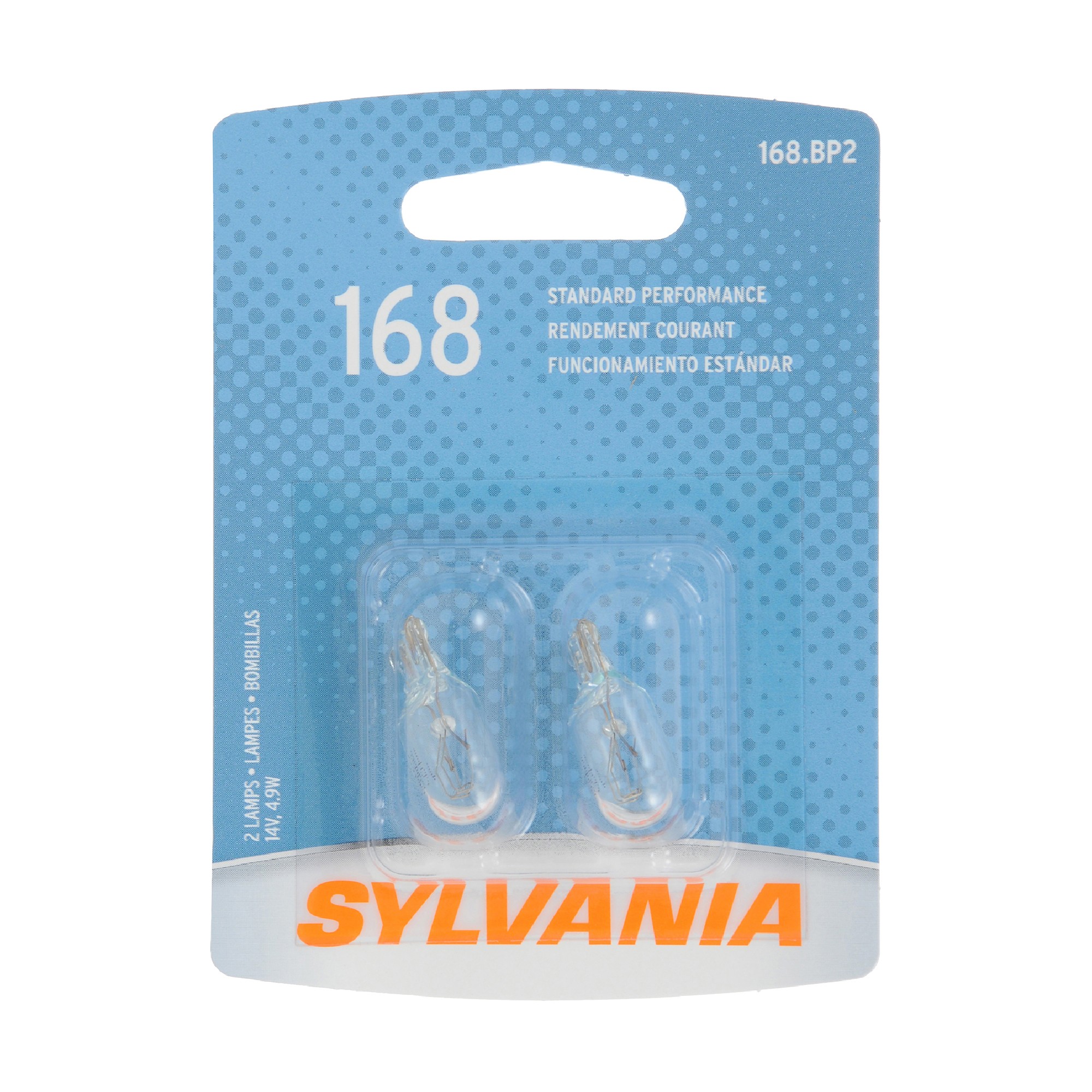 SYLVANIA 168 Basic Mini Bulb, 2 Pack