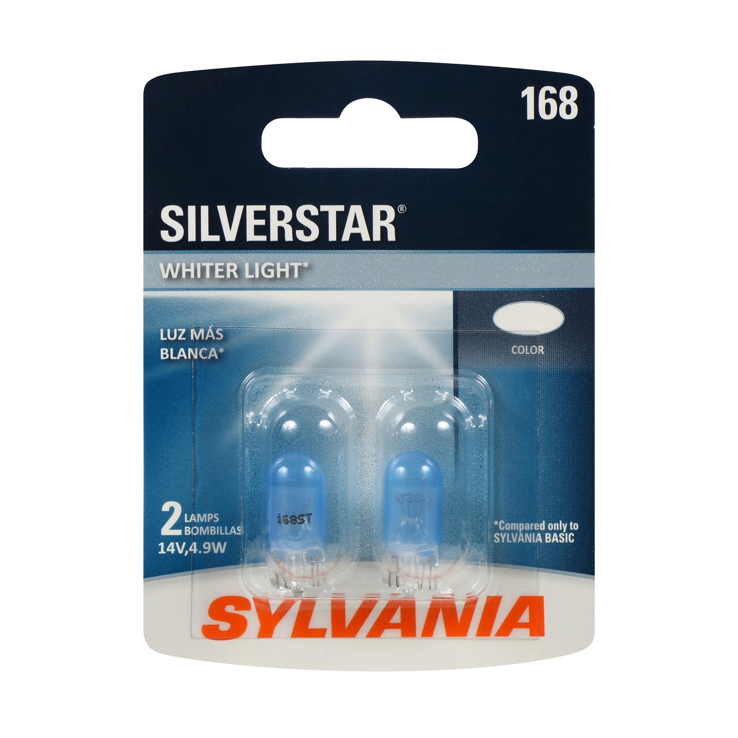 SYLVANIA 168 SilverStar Mini Bulb, 2 Pack