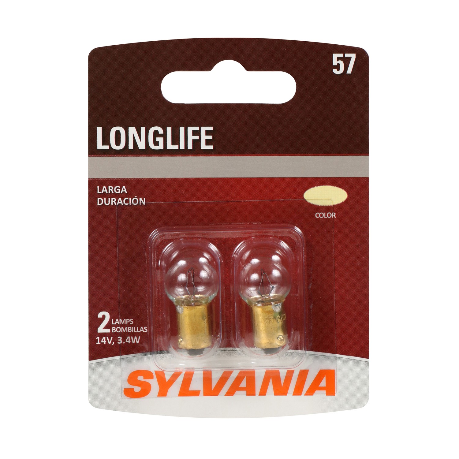 SYLVANIA 57 Long Life Mini Bulb, 2 Pack