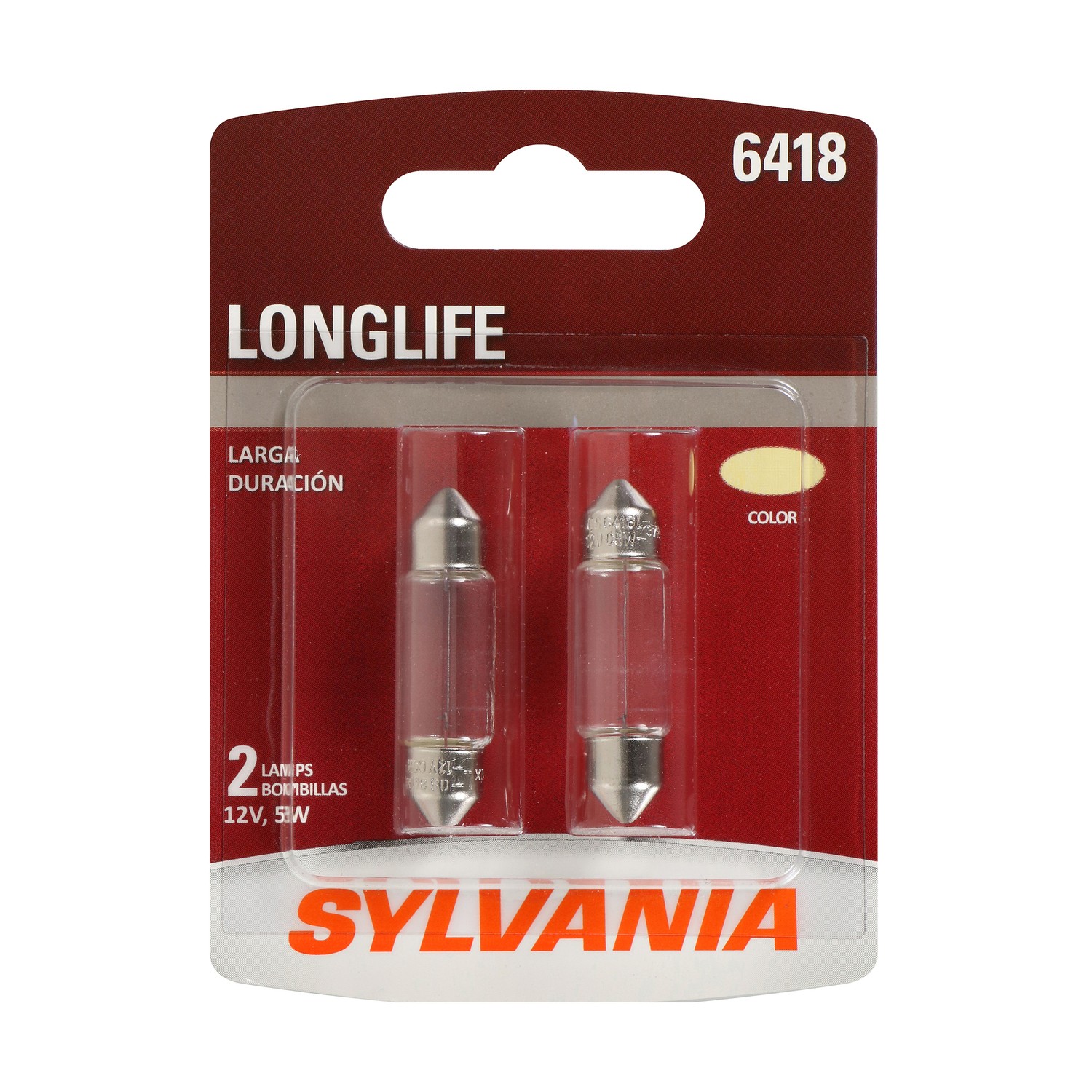 SYLVANIA 6418 Long Life Mini Bulb, 2 Pack