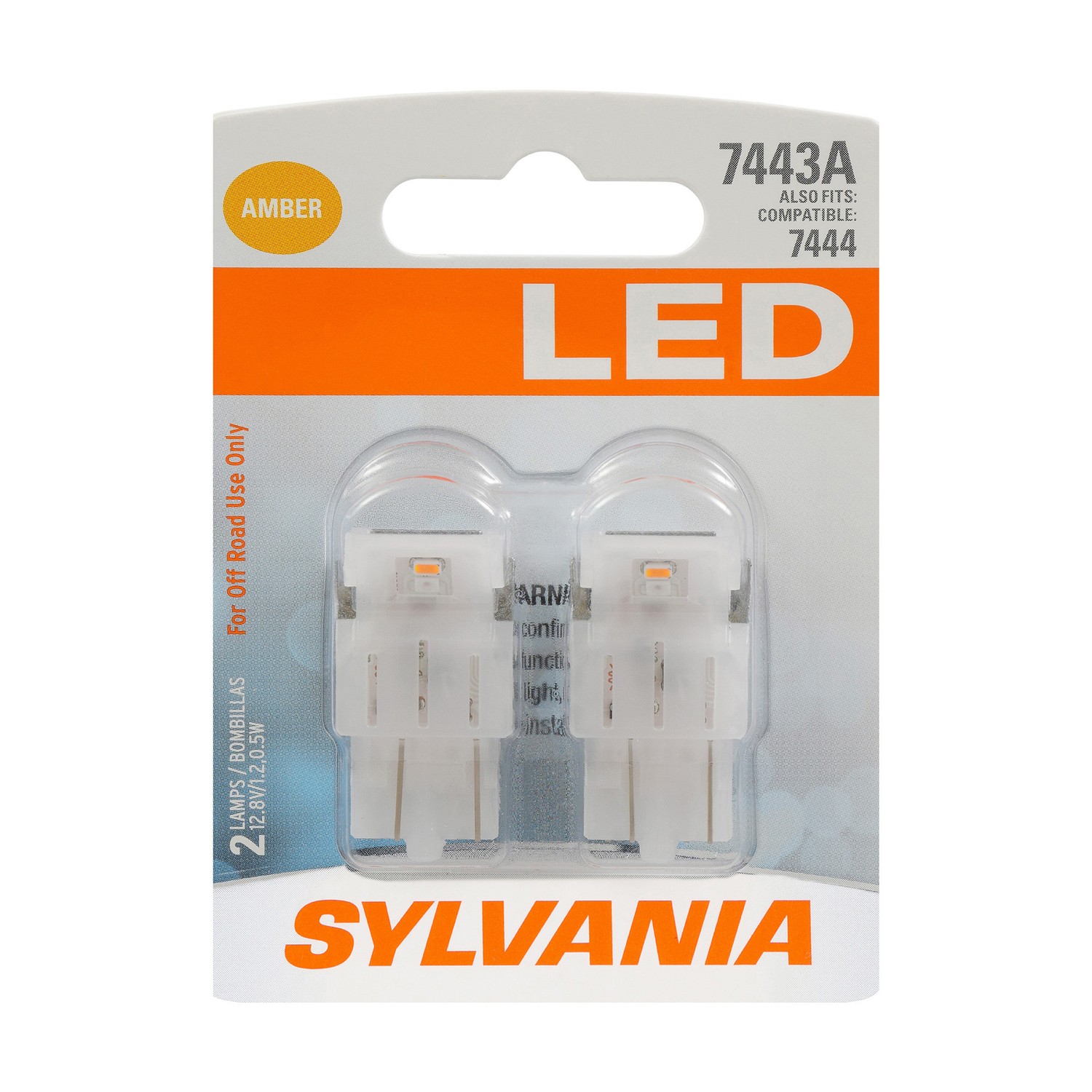 SYLVANIA 7443 AMBER LED Mini Bulb, 2 Pack