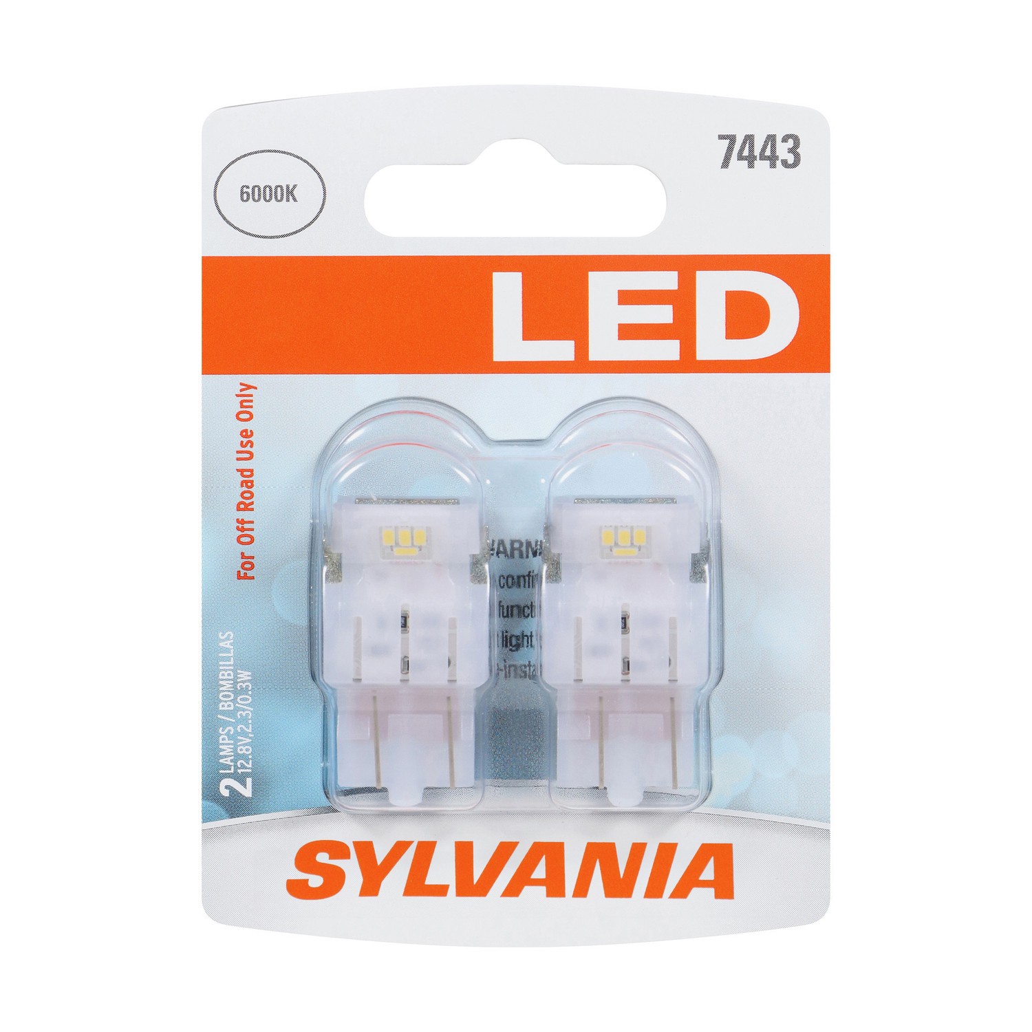 SYLVANIA 7443 WHITE SYL LED Mini Bulb, 2 Pack